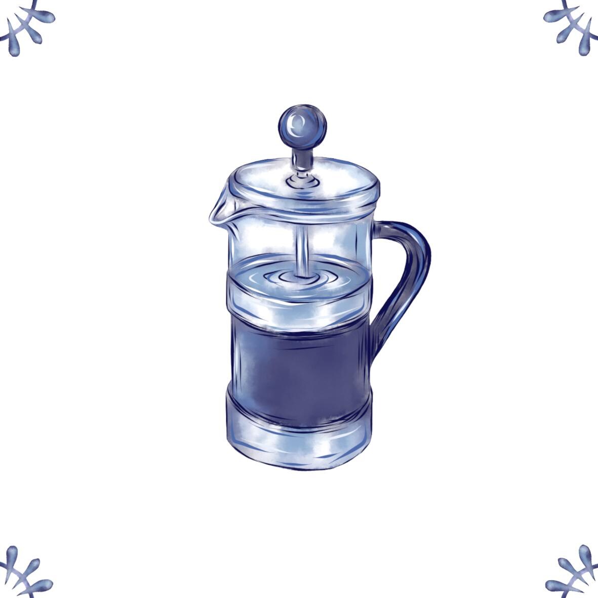 Delft Blue Ceramic Tile- Cafetiere Coffee︱Bathroom Tile, Splashback, Kitchen Tiles, Modern Dutch Style
