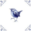 Delft Blue Ceramic Tile- Detailed Wren︱Bathroom Tile, Splashback, Kitchen Tiles, Modern Dutch Style