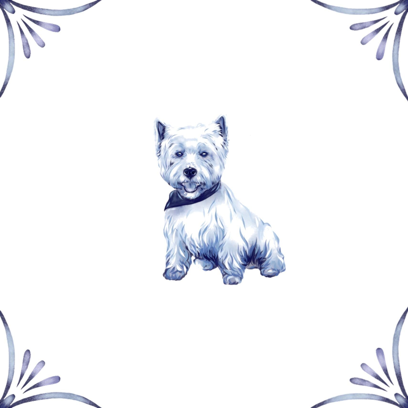 Delft Blue Ceramic Tile / Ornament- Unique Personalised Animal / Pet / House etc Tile︱Bathroom Tiles, Splashback, Modern Dutch Style