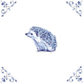 Delft Blue Ceramic Tile- Hedgehog︱Bathroom Tile, Splashback, Kitchen Tiles, Modern Dutch Style