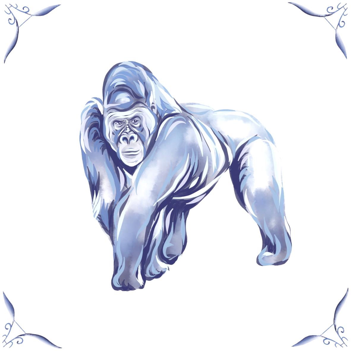 Delft Blue Ceramic Tile- Gorilla︱Bathroom Tile, Splashback, Kitchen Tiles, Modern Dutch Style