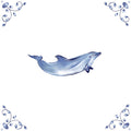 Delft Blue Ceramic Tile- Dolphin︱Bathroom Tile, Splashback, Kitchen Tiles, Modern Dutch Style