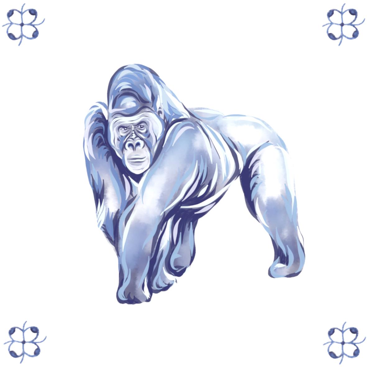 Delft Blue Ceramic Tile- Gorilla︱Bathroom Tile, Splashback, Kitchen Tiles, Modern Dutch Style