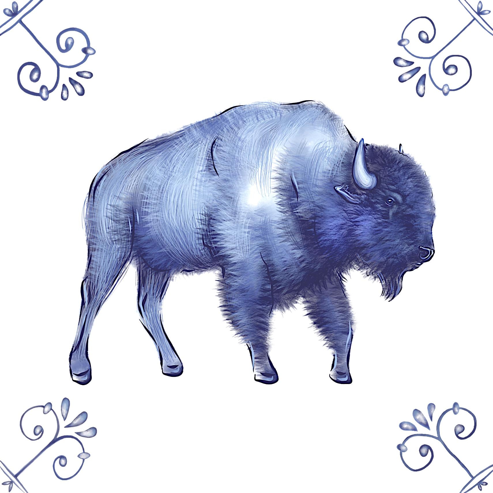 Delft Blue Ceramic Tile- Bison︱Bathroom Tile, Splashback, Kitchen Tiles, Modern Dutch Style