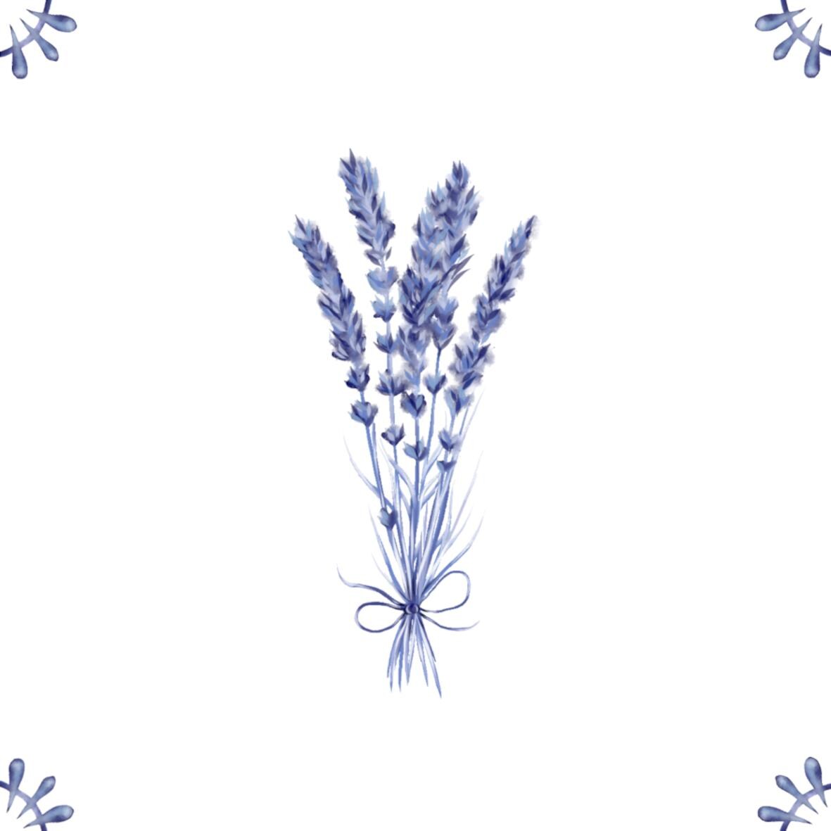 Delft Blue Ceramic Tile- Lavender︱Bathroom Tile, Splashback, Kitchen Tiles, Modern Dutch Style