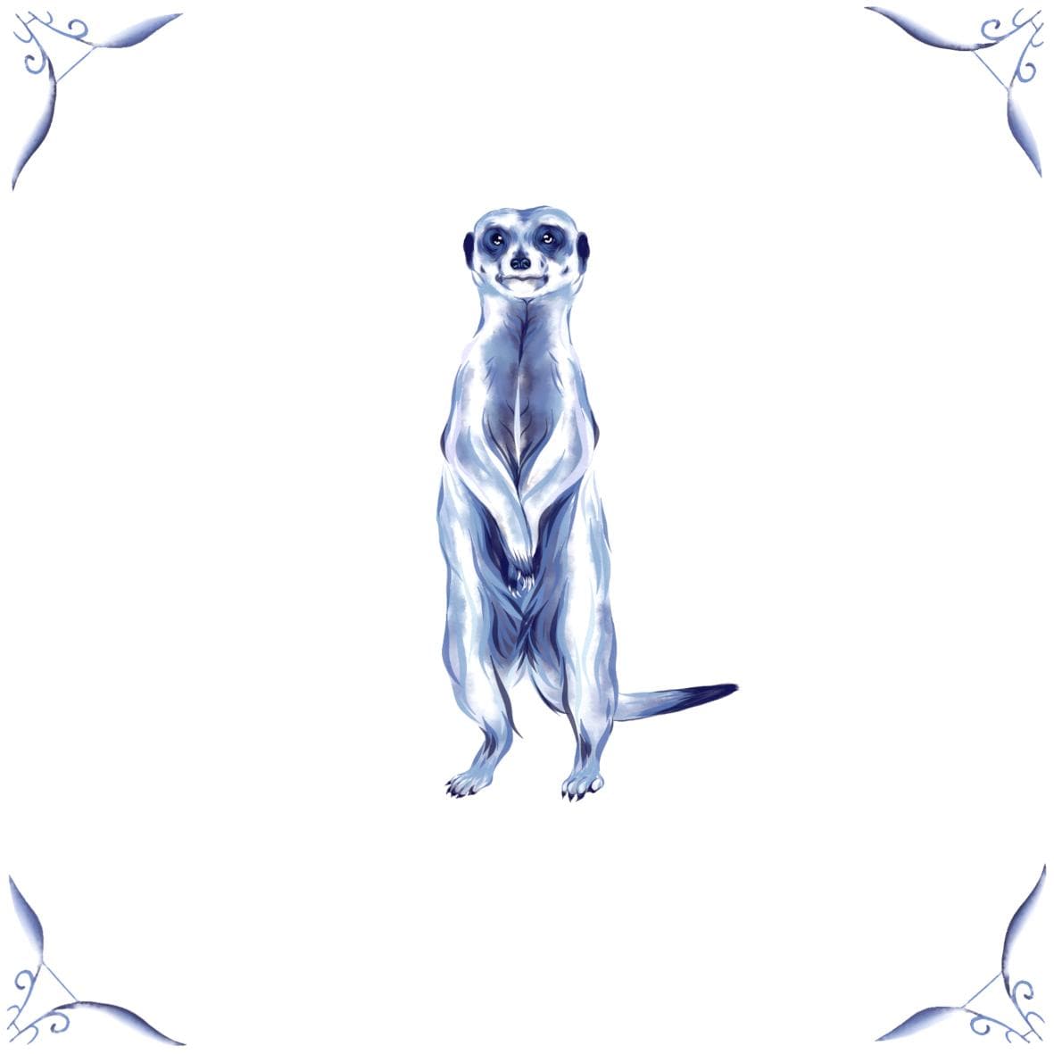 Delft Blue Ceramic Tile- Meerkat︱Bathroom Tile, Splashback, Kitchen Tiles, Modern Dutch Style