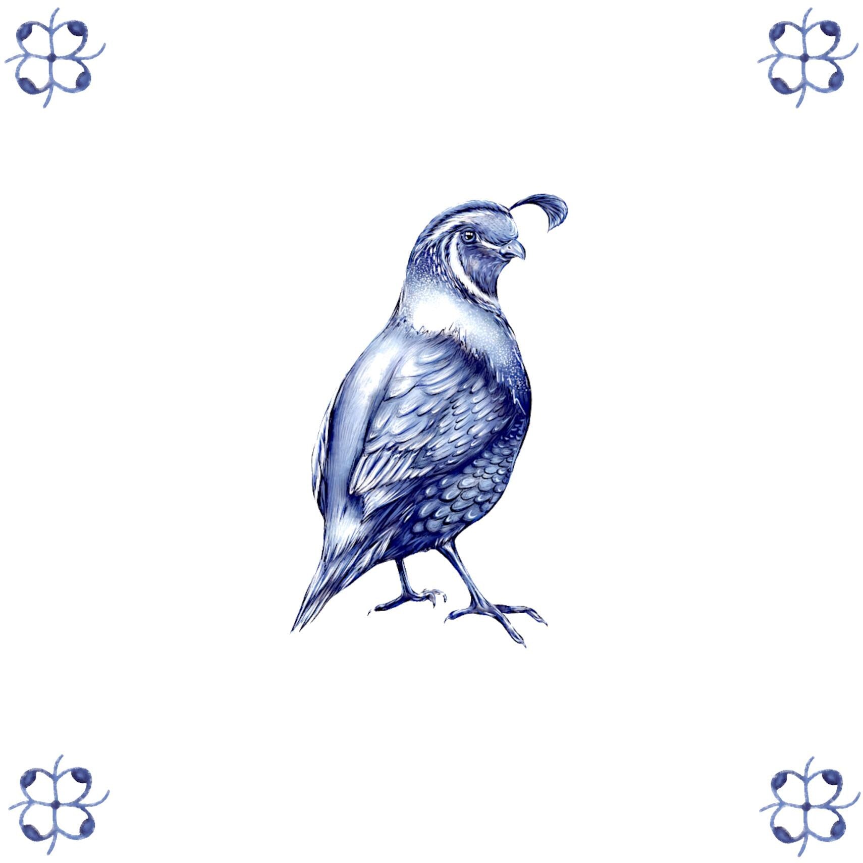 Delft Blue Ceramic Tile- Quail︱Bathroom Tile, Splashback, Kitchen Tiles, Modern Dutch Style
