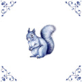 Delft Blue Ceramic Tile- Squirrel︱Bathroom Tile, Splashback, Kitchen Tiles, Modern Dutch Style