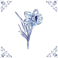 Delft Blue Ceramic Tile- Daffodil︱Bathroom Tile, Splashback, Kitchen Tiles, Modern Dutch Style