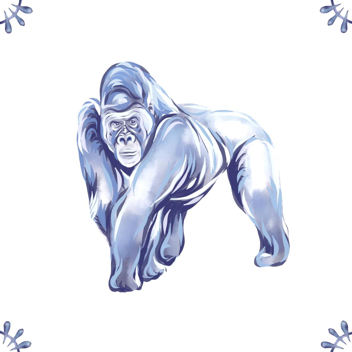 Delft Blue Ceramic Tile- Gorilla︱Bathroom Tile, Splashback, Kitchen Tiles, Modern Dutch Style