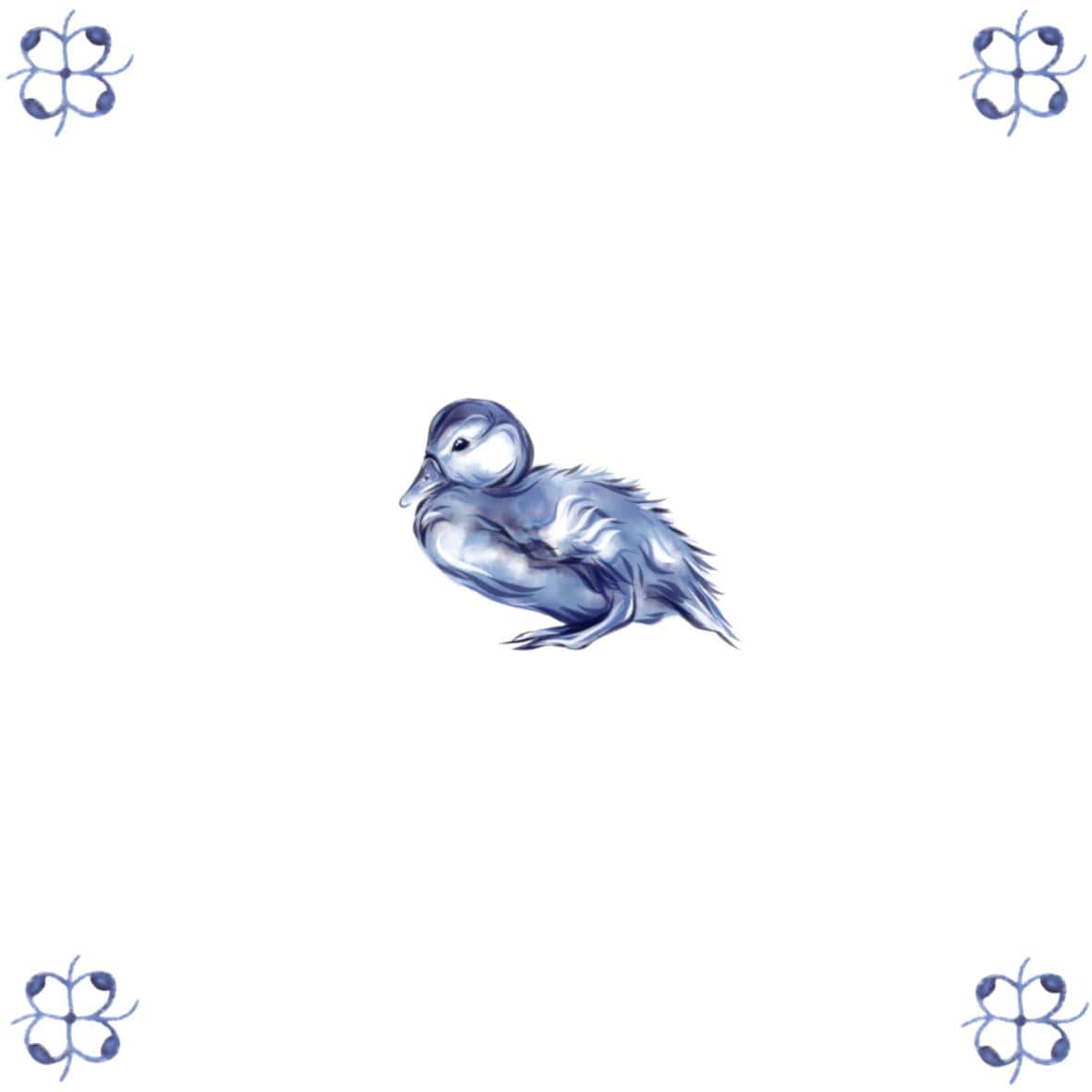 Delft Blue Ceramic Tile- Duckling︱Bathroom Tile, Splashback, Kitchen Tiles, Modern Dutch Style