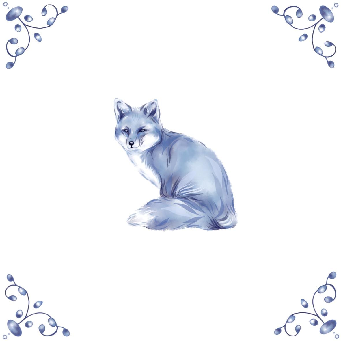 Delft Blue Ceramic Tile- Fox︱Bathroom Tile, Splashback, Kitchen Tiles, Modern Dutch Style