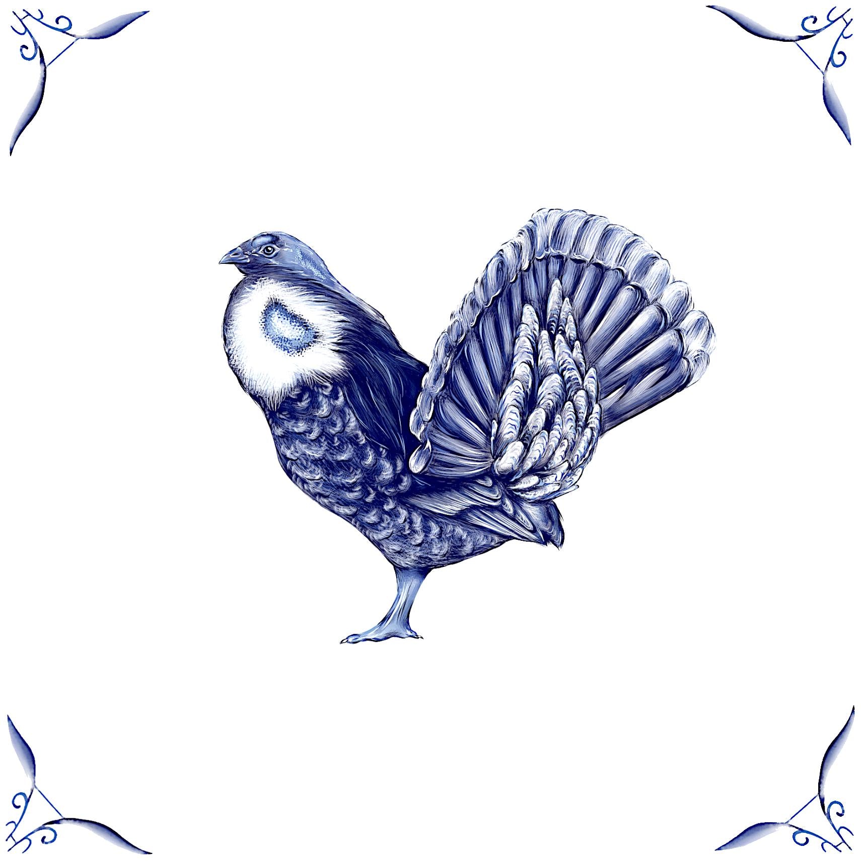 Delft Blue Ceramic Tile- Blue Grouse︱Bathroom Tile, Splashback, Kitchen Tiles, Modern Dutch Style
