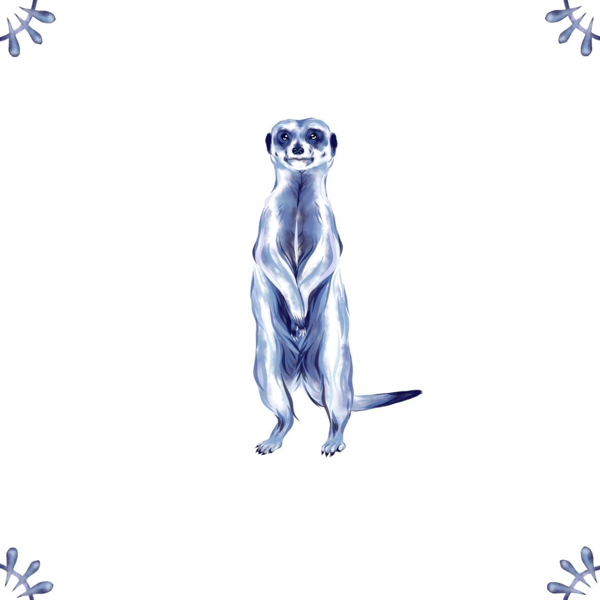 Delft Blue Ceramic Tile- Meerkat︱Bathroom Tile, Splashback, Kitchen Tiles, Modern Dutch Style