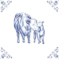 Delft Blue Ceramic Tile- Cow and Calf︱Bathroom Tile, Splashback, Kitchen Tiles, Modern Dutch Style