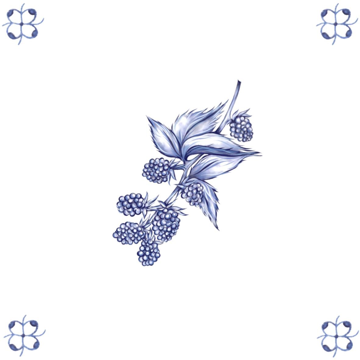 Delft Blue Ceramic Tile- Blackberry︱Bathroom Tile, Splashback, Kitchen Tiles, Modern Dutch Style