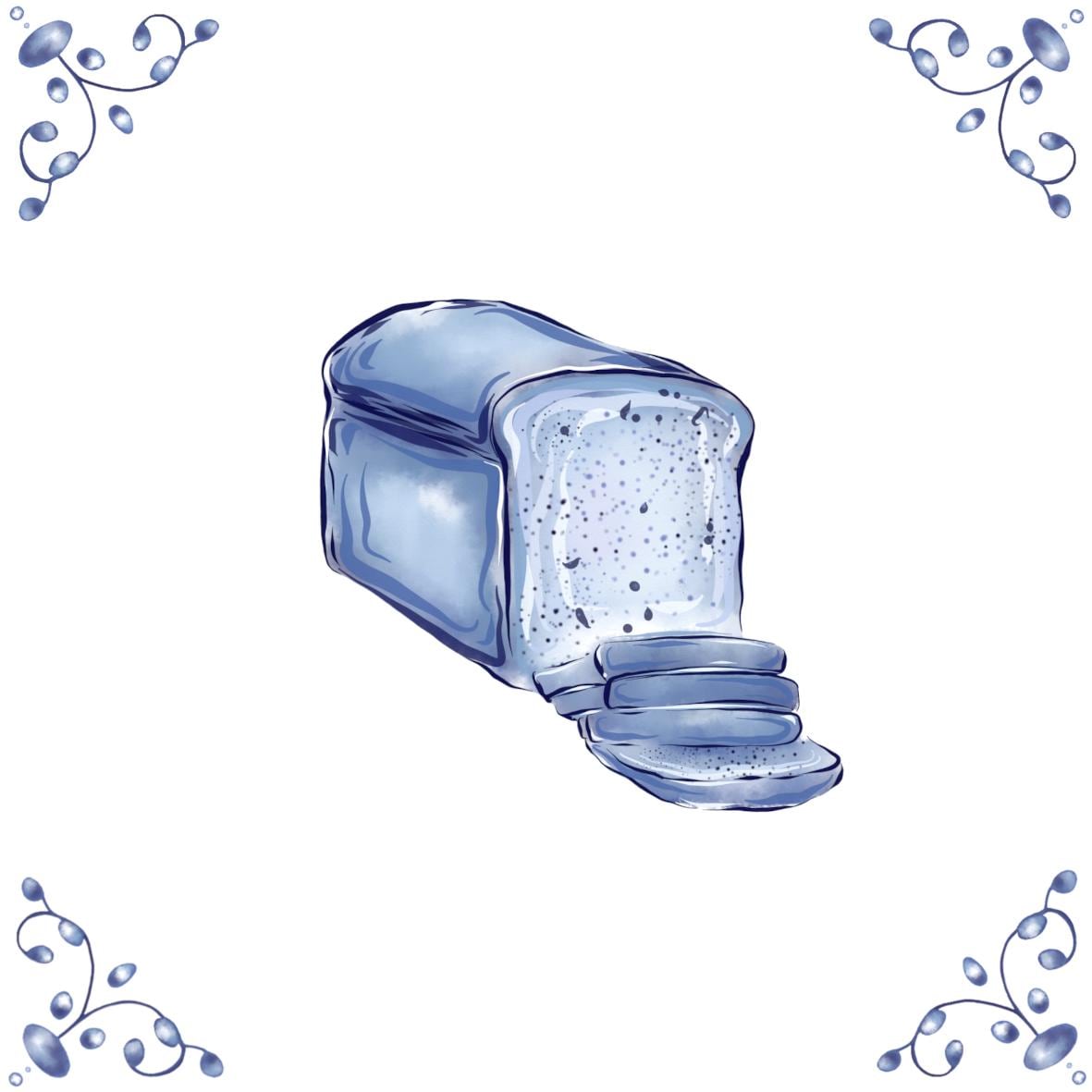Delft Blue Ceramic Tile- Bread Loaf︱Bathroom Tile, Splashback, Kitchen Tiles, Modern Dutch Style