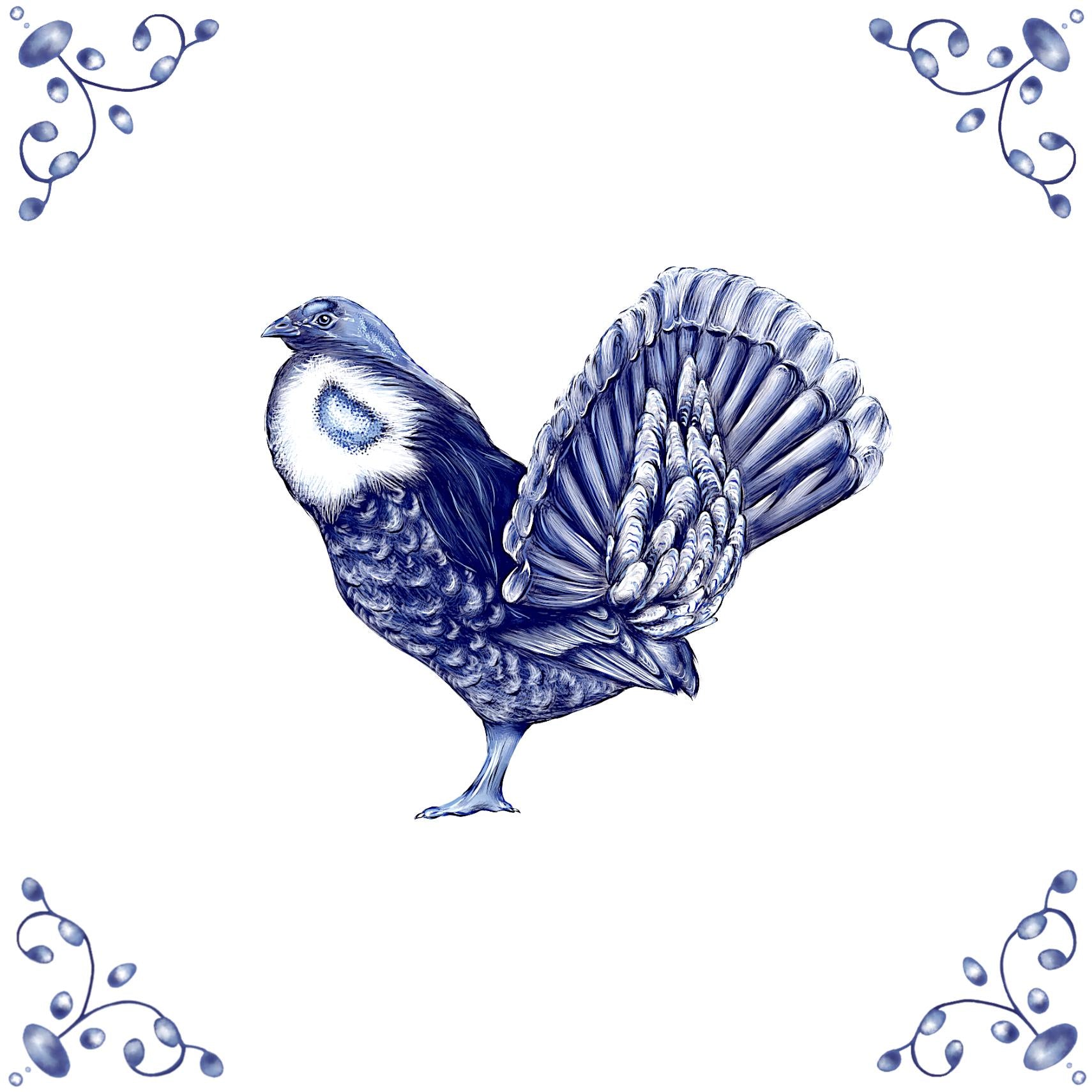 Delft Blue Ceramic Tile- Blue Grouse︱Bathroom Tile, Splashback, Kitchen Tiles, Modern Dutch Style