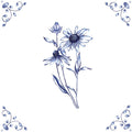 Delft Blue Ceramic Tile- Daisy︱Bathroom Tile, Splashback, Kitchen Tiles, Modern Dutch Style
