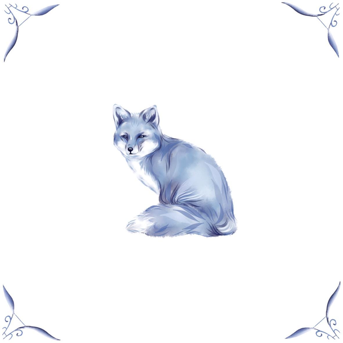 Delft Blue Ceramic Tile- Fox︱Bathroom Tile, Splashback, Kitchen Tiles, Modern Dutch Style
