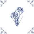 Delft Blue Ceramic Tile- Dianthus︱Bathroom Tile, Splashback, Kitchen Tiles, Modern Dutch Style