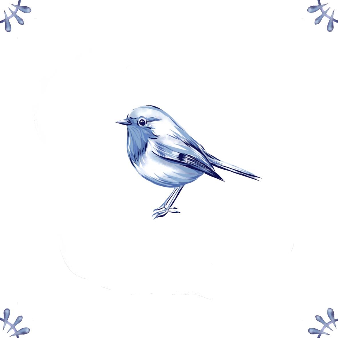 Delft Blue Ceramic Tile- Robin︱Bathroom Tile, Splashback, Kitchen Tiles, Modern Dutch Style