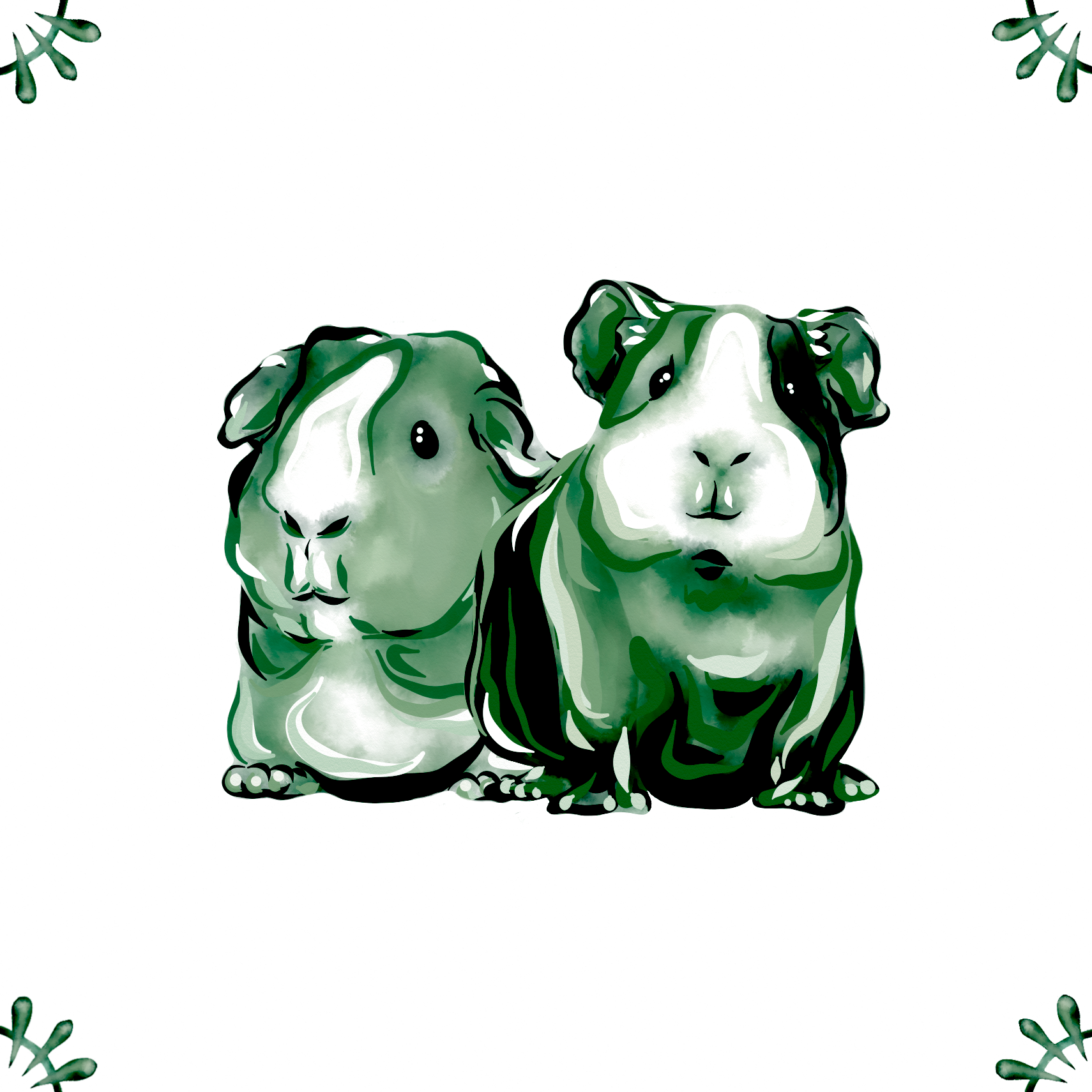 Delft Blue Ceramic Tile- Guinea Pigs︱Bathroom Tile, Splashback, Kitchen Tiles, Modern Dutch Style