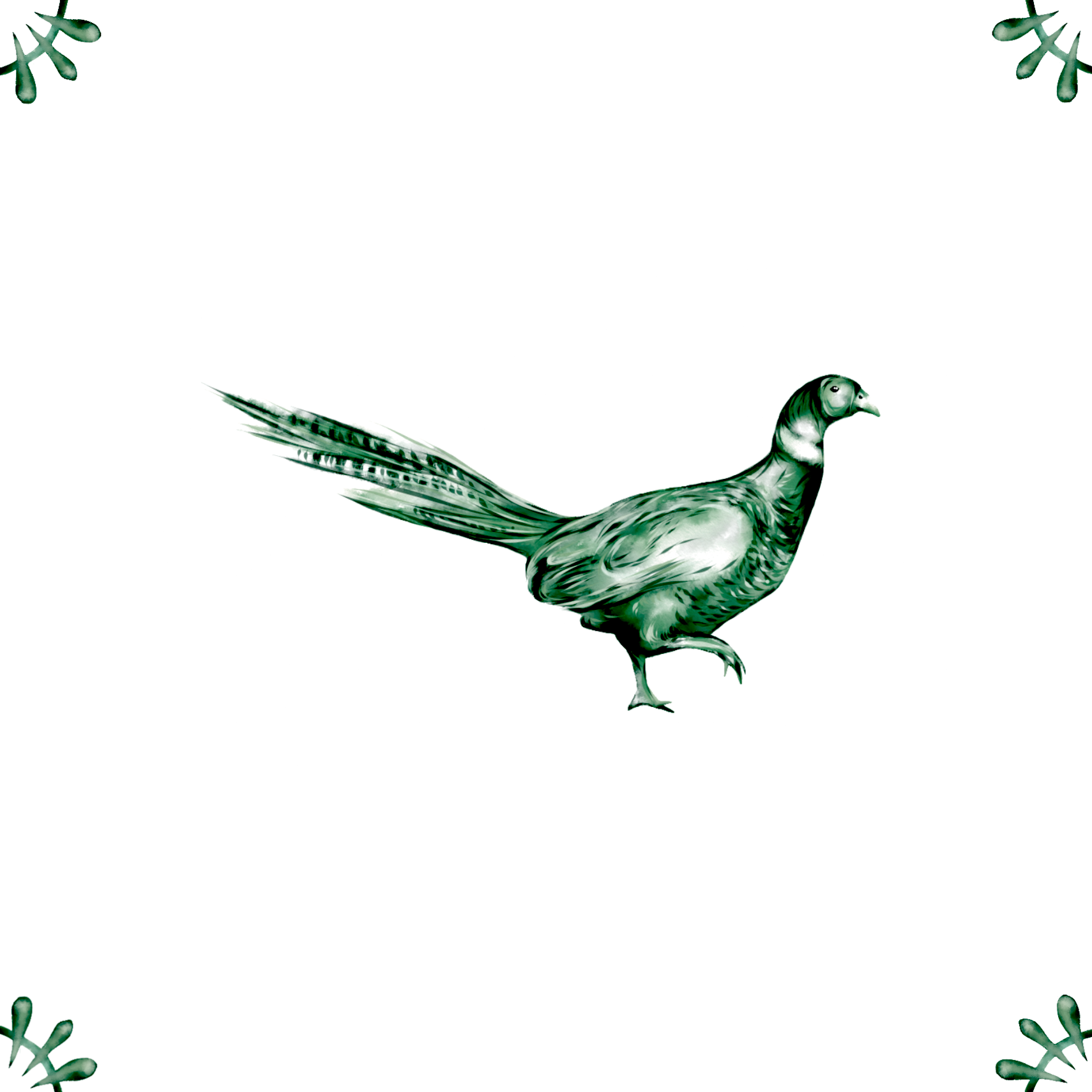 Delft Blue Ceramic Tile- Pheasant︱Bathroom Tile, Splashback, Kitchen Tiles, Modern Dutch Style