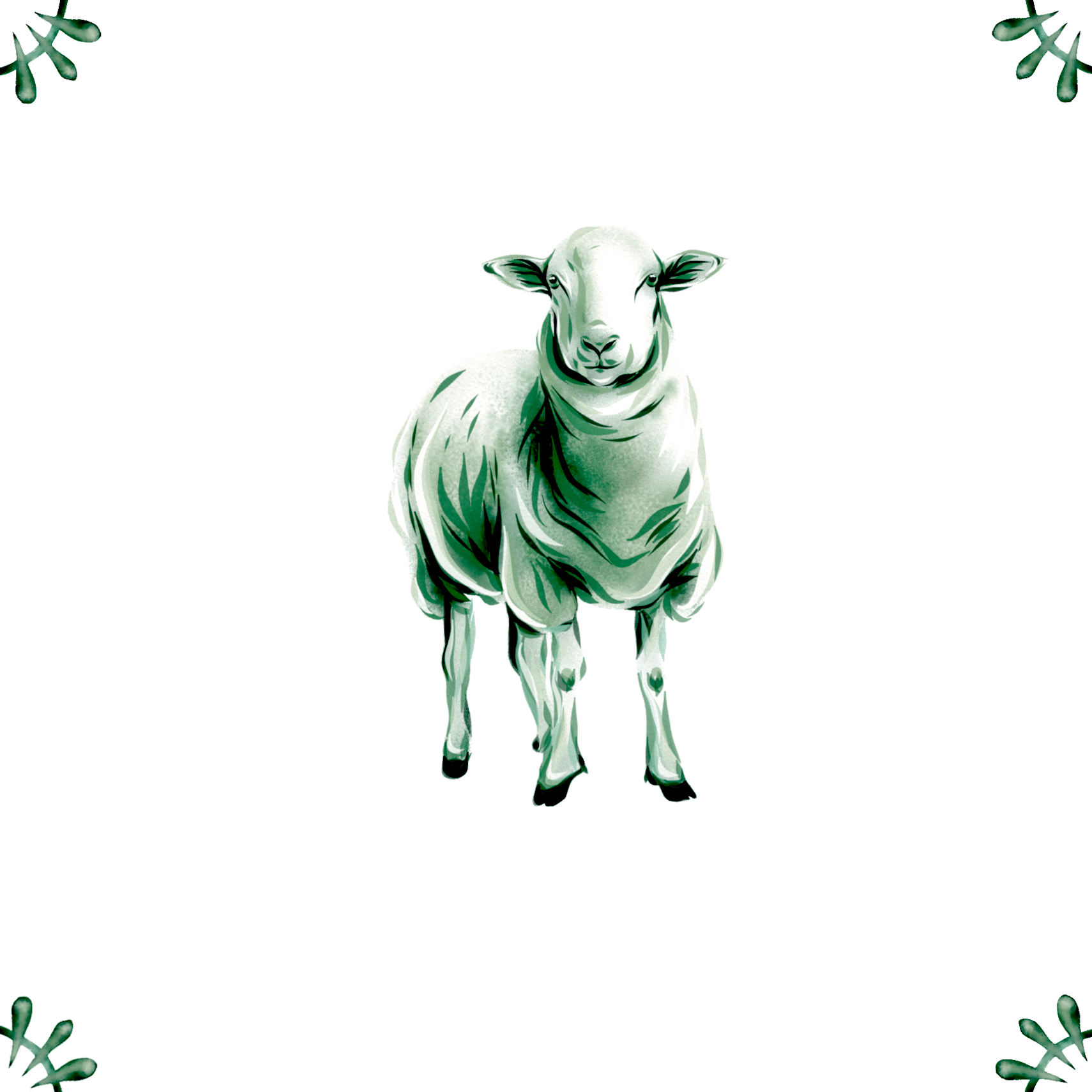 Delft Blue Ceramic Tile- Sheep︱Bathroom Tile, Splashback, Kitchen Tiles, Modern Dutch Style
