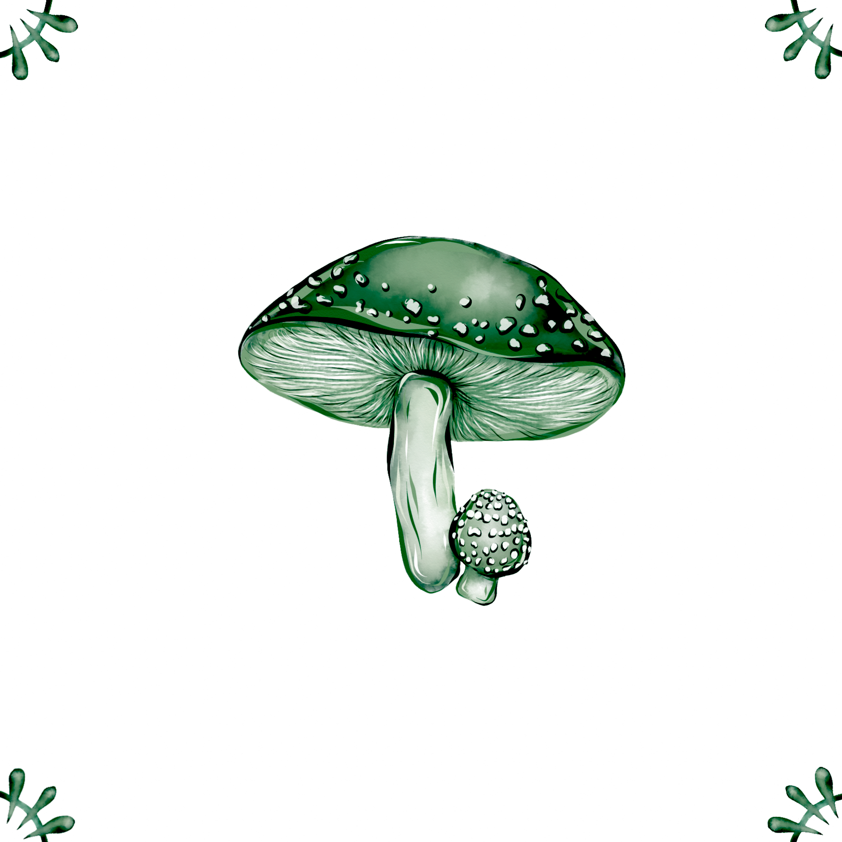 Delft Blue Ceramic Tile- Mushroom︱Bathroom Tile, Splashback, Kitchen Tiles, Modern Dutch Style