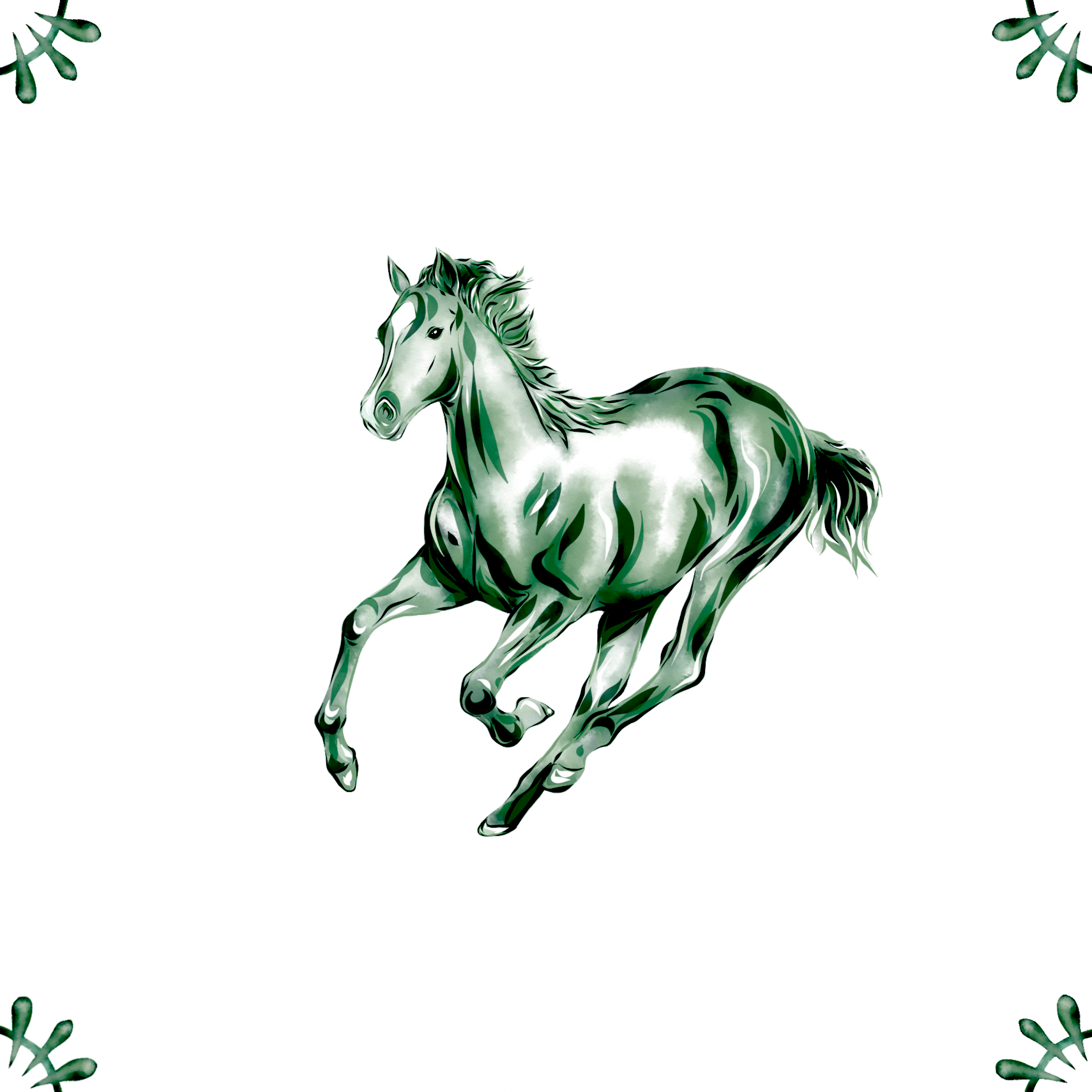 Delft Blue Ceramic Tile- Horse︱Bathroom Tile, Splashback, Kitchen Tiles, Modern Dutch Style
