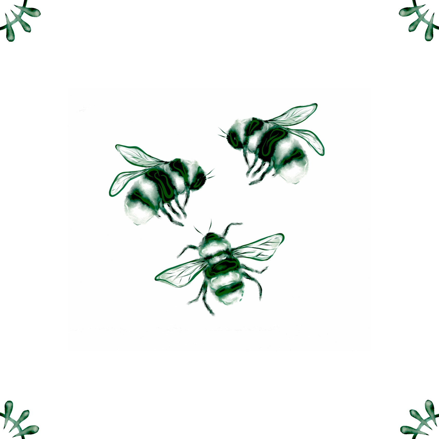 Delft Blue Ceramic Tile- Bees︱Bathroom Tile, Splashback, Kitchen Tiles, Modern Dutch Style