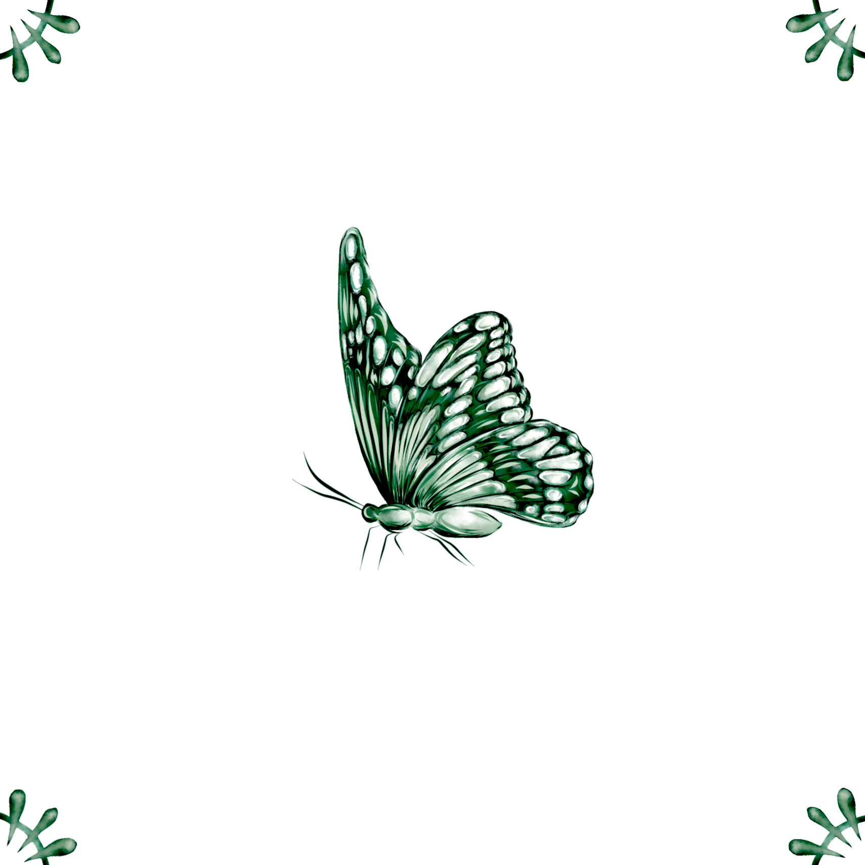 Delft Blue Ceramic Tile- Monarch Butterfly︱Bathroom Tile, Splashback, Kitchen Tiles, Modern Dutch Style