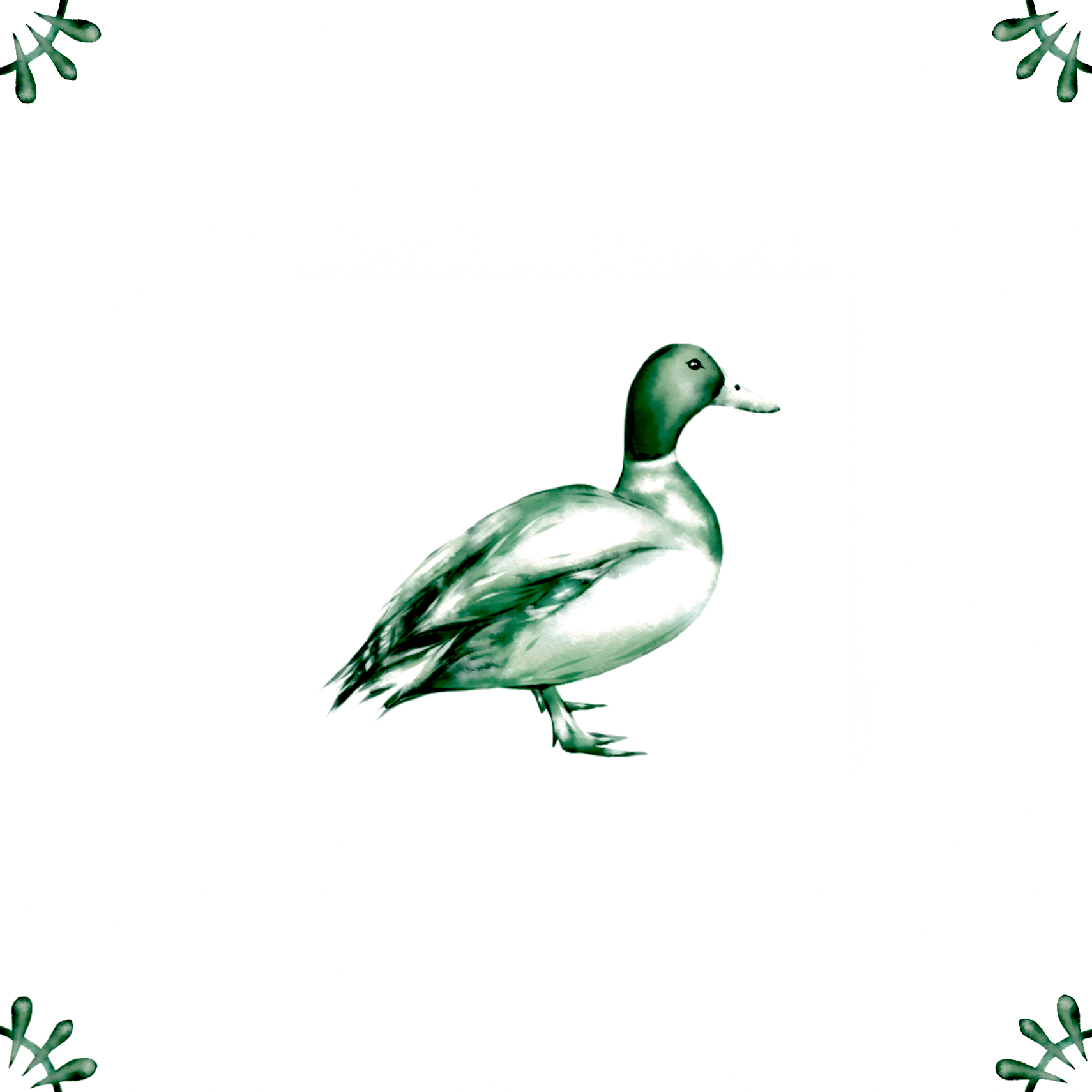 Delft Blue Ceramic Tile- Mallard Duck︱Bathroom Tile, Splashback, Kitchen Tiles, Modern Dutch Style