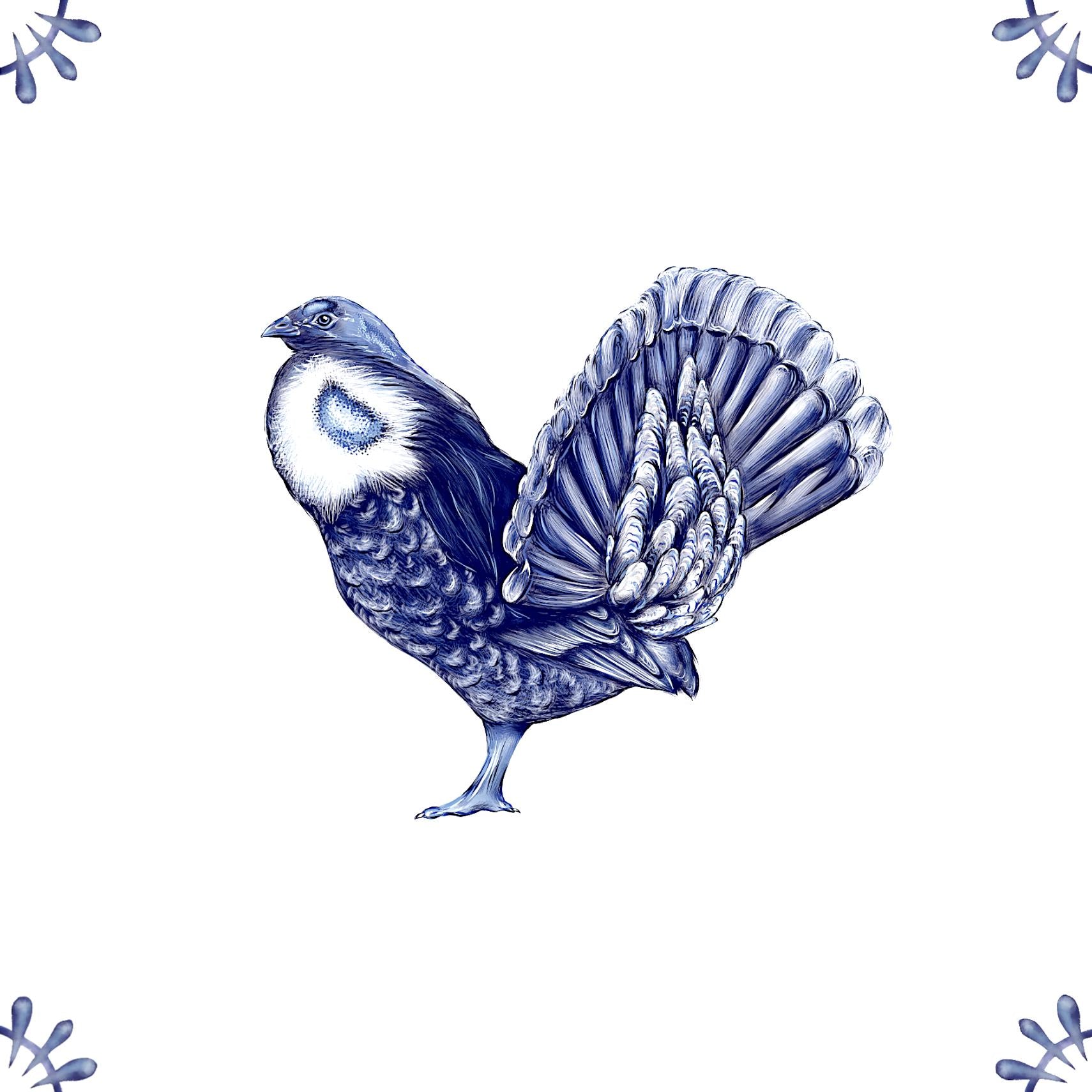 Delft Blue Ceramic Tile- Blue Grouse︱Bathroom Tile, Splashback, Kitchen Tiles, Modern Dutch Style