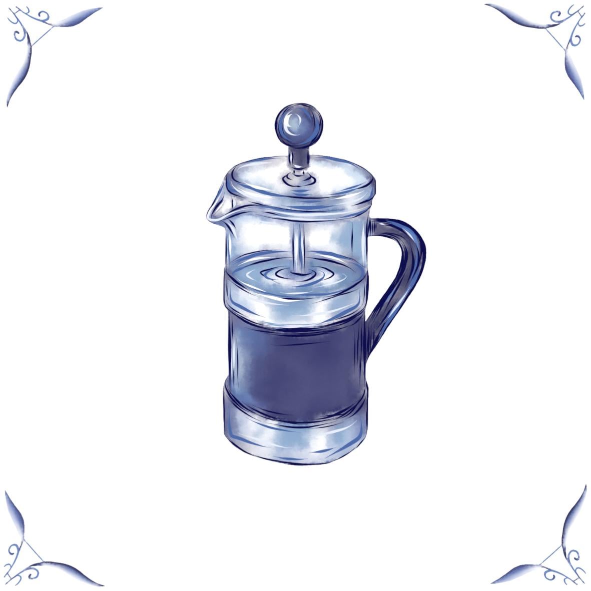 Delft Blue Ceramic Tile- Cafetiere Coffee︱Bathroom Tile, Splashback, Kitchen Tiles, Modern Dutch Style