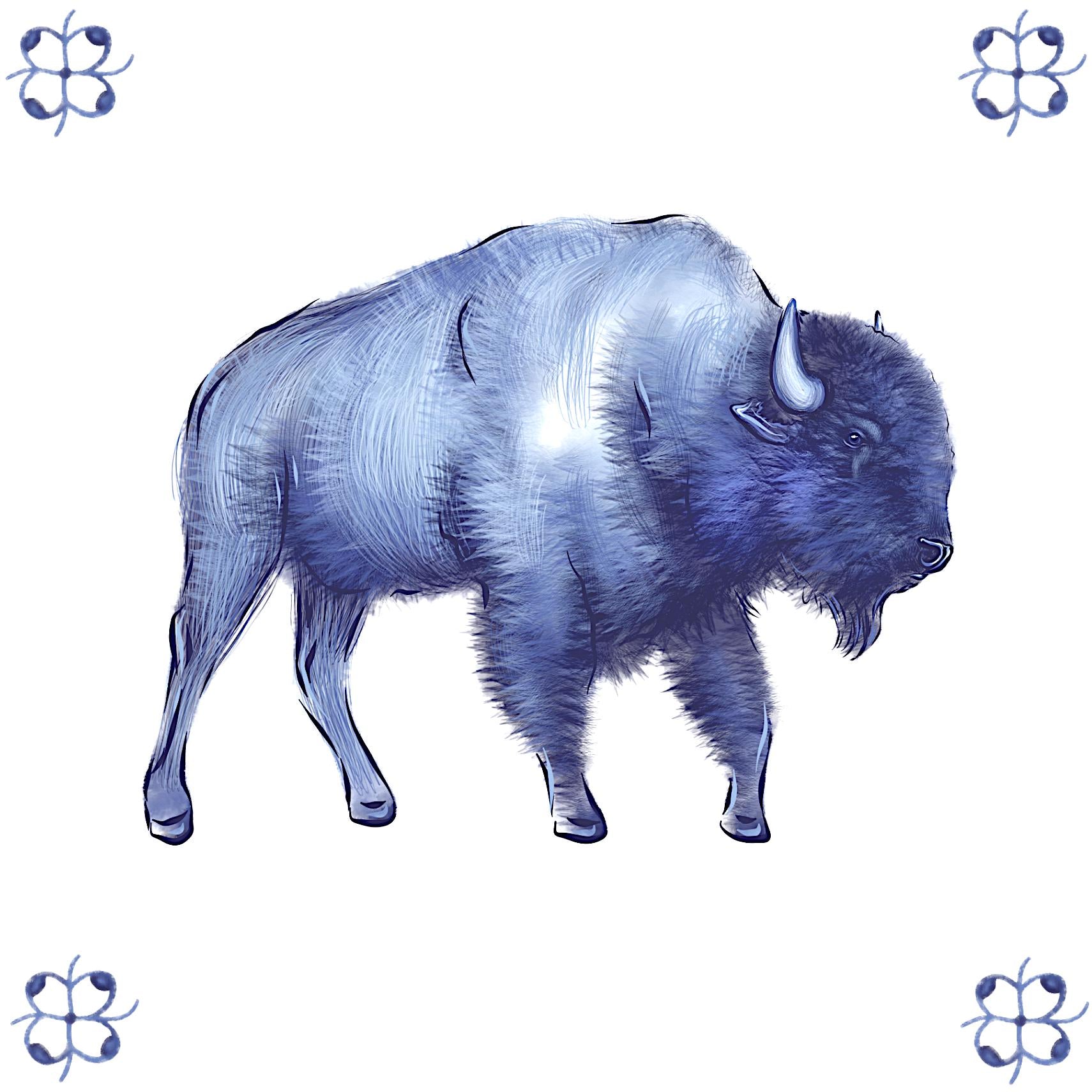 Delft Blue Ceramic Tile- Bison︱Bathroom Tile, Splashback, Kitchen Tiles, Modern Dutch Style