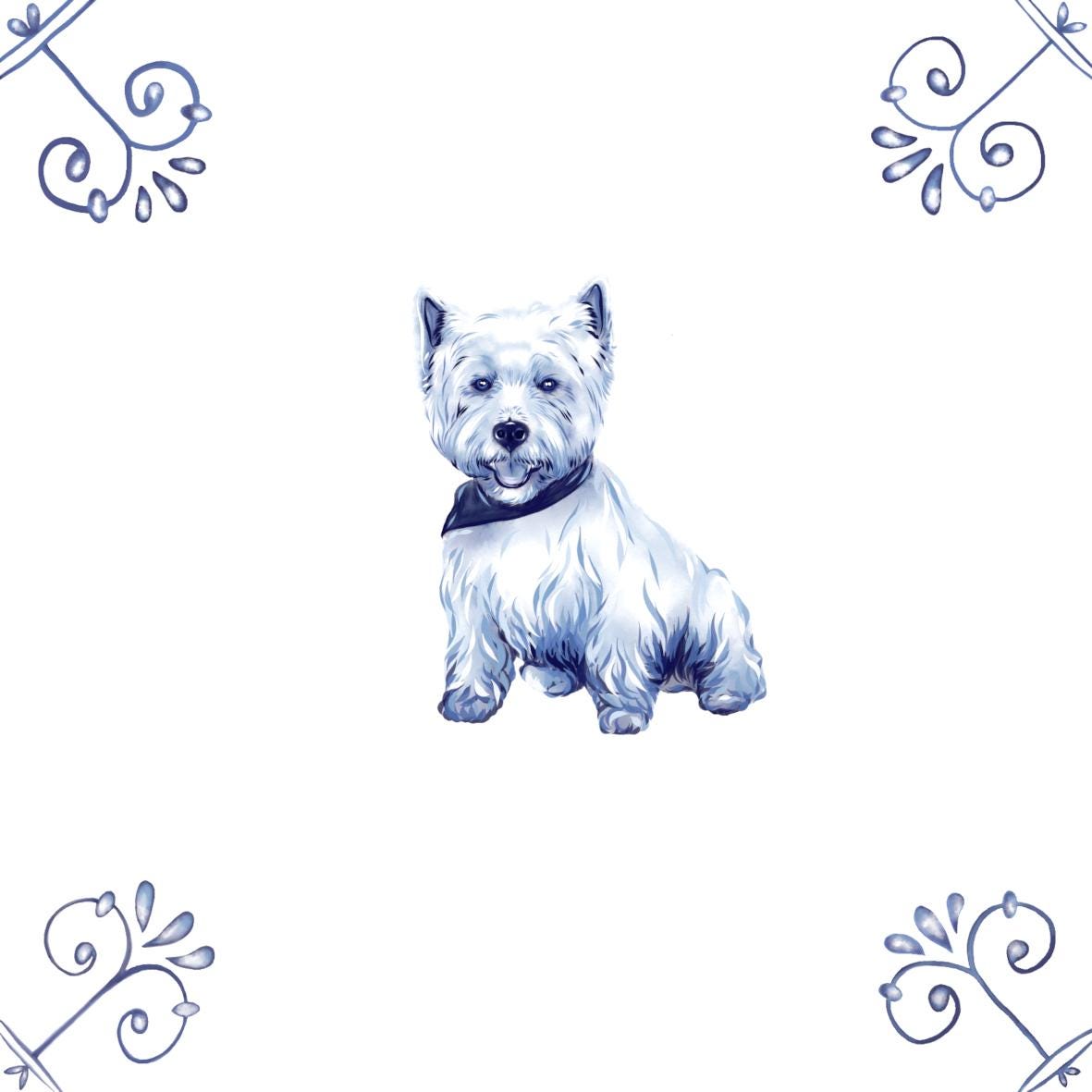 Delft Blue Ceramic Tile / Ornament- Unique Personalised Animal / Pet / House etc Tile︱Bathroom Tiles, Splashback, Modern Dutch Style