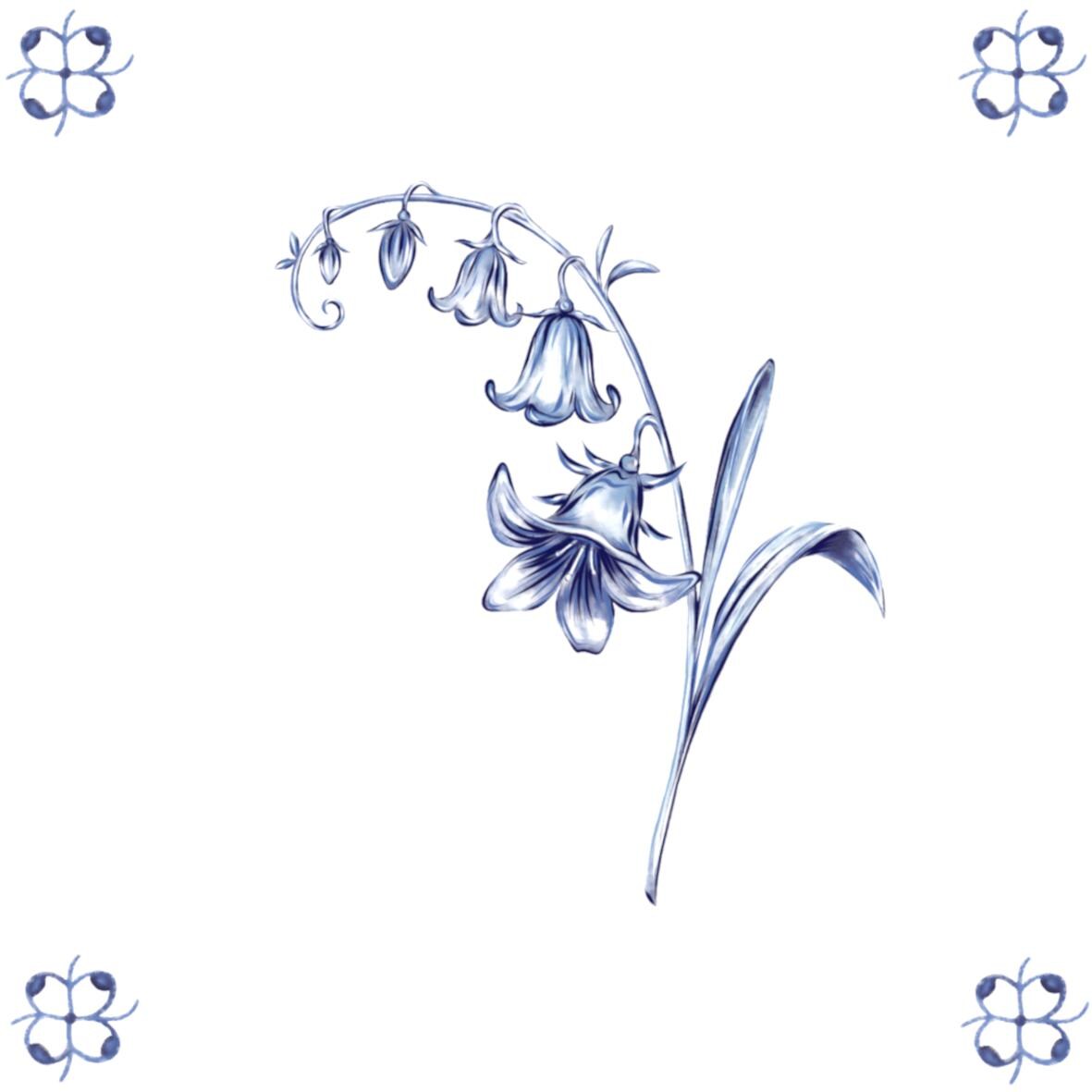Delft Blue Ceramic Tile- Bluebell︱Bathroom Tile, Splashback, Kitchen Tiles, Modern Dutch Style