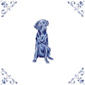 Delft Blue Ceramic Tile- Black Labrador Dog︱Bathroom Tile, Splashback, Kitchen Tiles, Modern Dutch Style