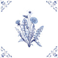 Delft Blue Ceramic Tile- Dandelion︱Bathroom Tile, Splashback, Kitchen Tiles, Modern Dutch Style