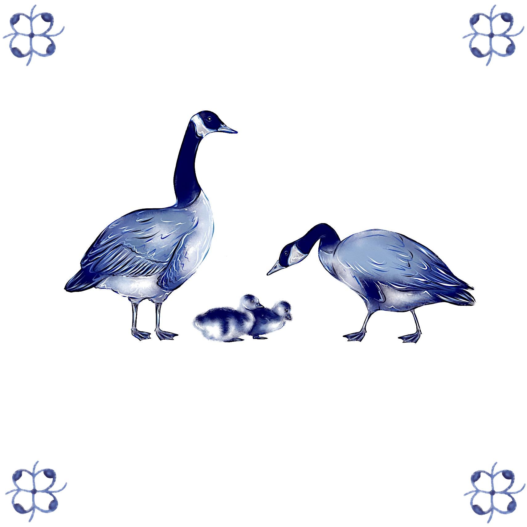 Delft Blue Ceramic Tile- Canadian Geese / Goose︱Bathroom Tile, Splashback, Kitchen Tiles, Modern Dutch Style