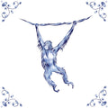 Delft Blue Ceramic Tile- Orangutan︱Bathroom Tile, Splashback, Kitchen Tiles, Modern Dutch Style