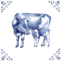 Delft Blue Ceramic Tile- Detailed Cow & Calf︱Splashback, Kitchen Tiles, Modern Dutch Style