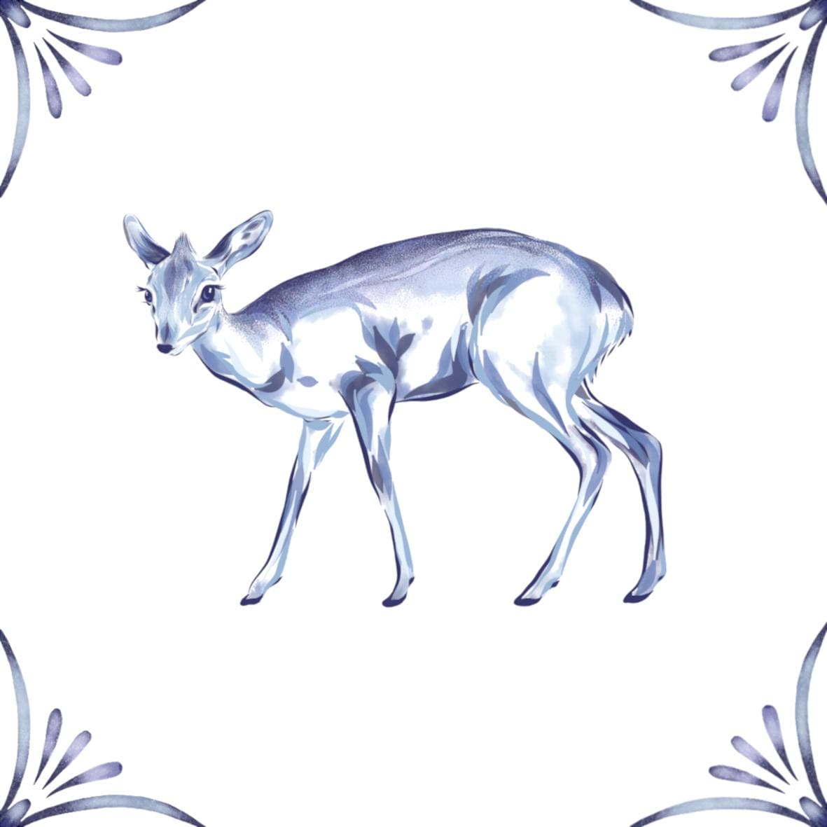 Delft Blue Ceramic Tile- Dik-Dik︱Bathroom Tile, Splashback, Kitchen Tiles, Modern Dutch Style