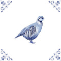 Delft Blue Ceramic Tile- Detailed Partridge︱Bathroom Tile, Splashback, Kitchen Tiles, Modern Dutch Style