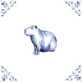 Delft Blue Ceramic Tile- Capybara︱Bathroom Tile, Splashback, Kitchen Tiles, Modern Dutch Style