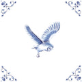 Delft Blue Ceramic Tile- Barn Owl︱Bathroom Tile, Splashback, Kitchen Tiles, Modern Dutch Style