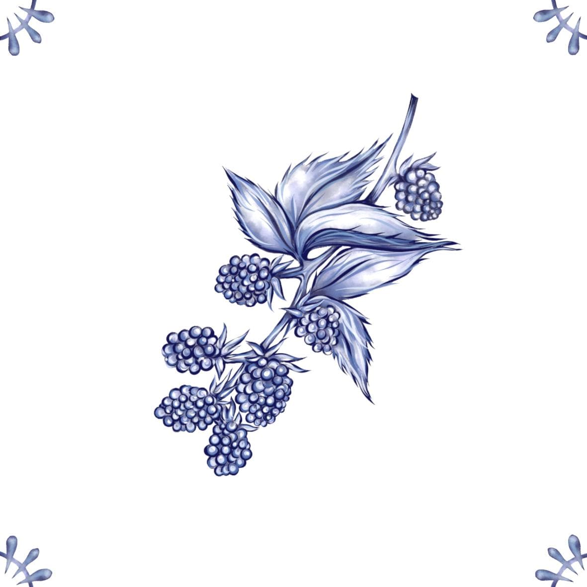 Delft Blue Ceramic Tile- Blackberry︱Bathroom Tile, Splashback, Kitchen Tiles, Modern Dutch Style