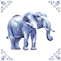 Delft Blue Ceramic Tile- African Elephant︱Bathroom Tile, Splashback, Kitchen Tiles, Modern Dutch Style